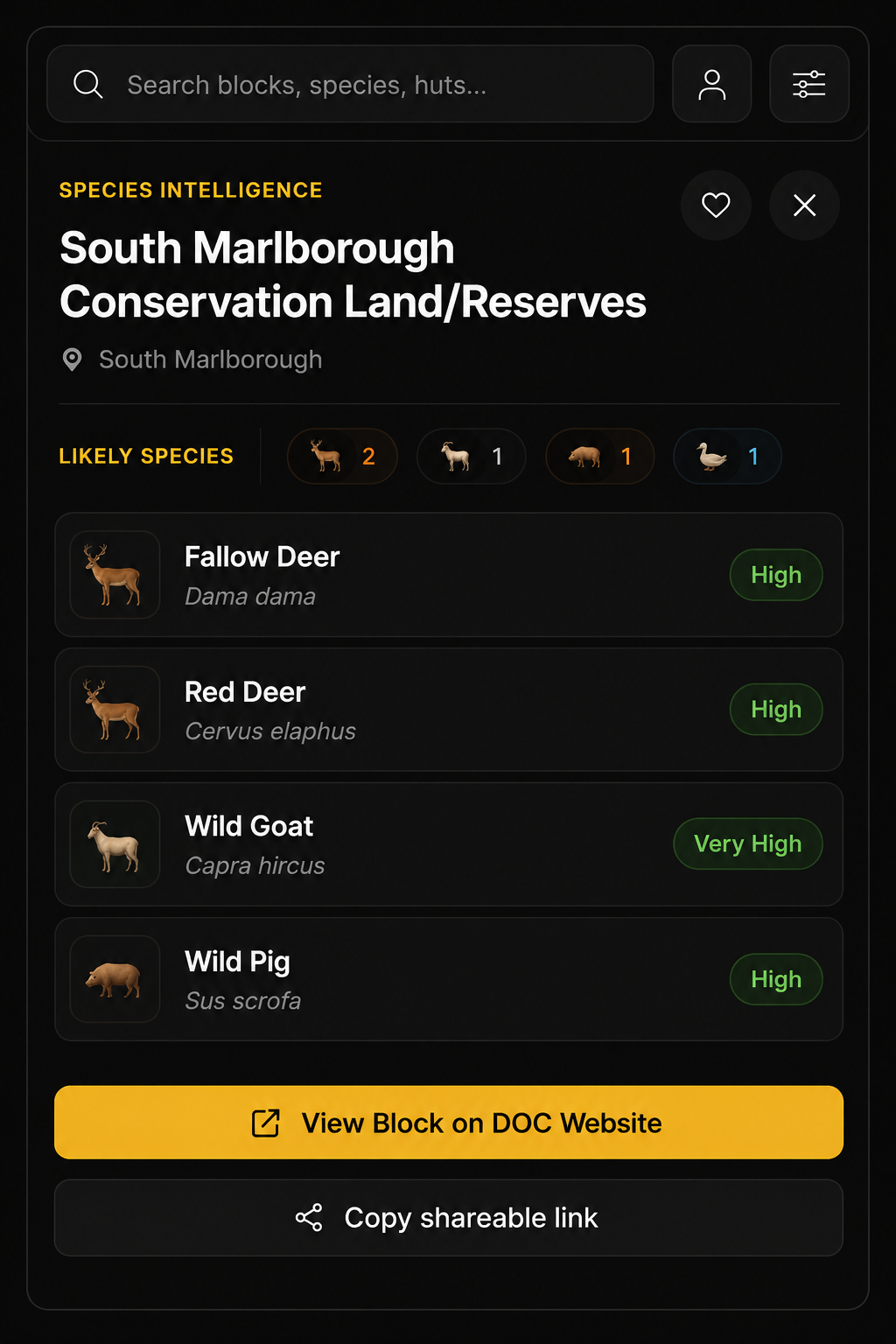 HuntBlocks NZ | New Zealand Hunting Block Maps & Species Guide